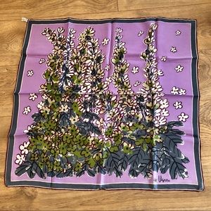 Stunning Vintage Vera Neumann scarf with Springtime floral print purples, greens